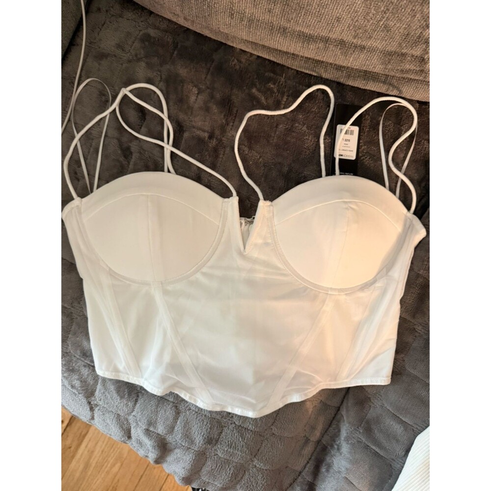 Fashion Nova - White Strappy Bustier Crop top - Picture 2 of 3